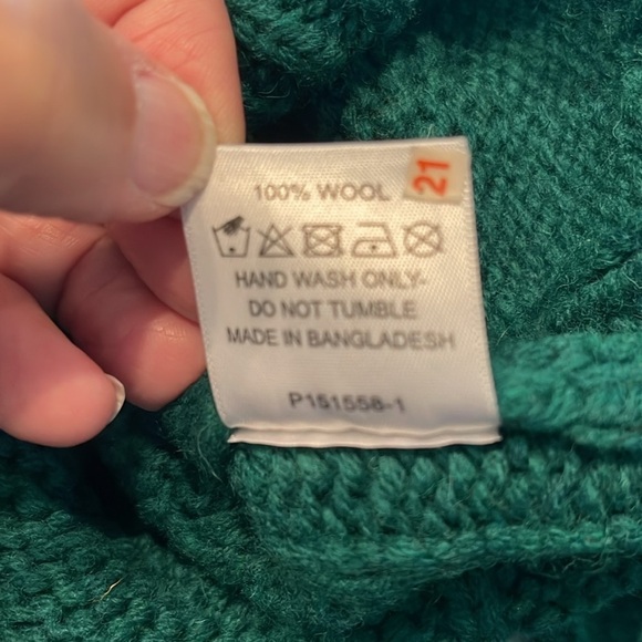 Kelly Green Samuel Windsor‎ Fisherman’s Cable Knit 💯% Wool Sweater Mens Size L - Picture 5 of 14